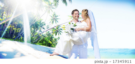 Marriage Couple Beach Wedding Happiness Concept 17345911