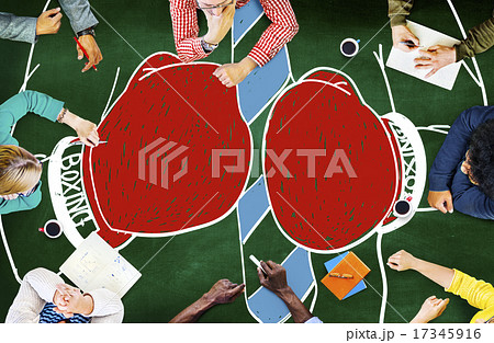 Businessman Boxing Conpetition Fighting Sport Agressive Concept 17345916