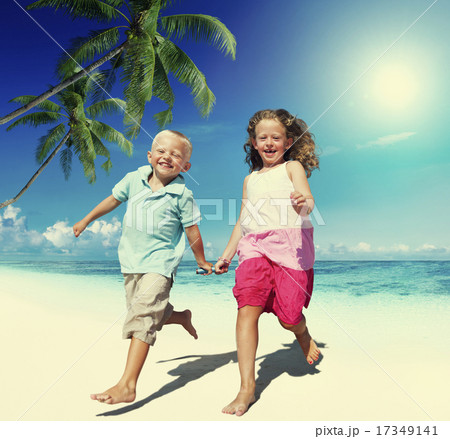 Brother Sister Beach Bonding Holiday Travel Concept 17349141