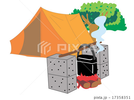 キャンプでのハンゴウ炊飯  17358351