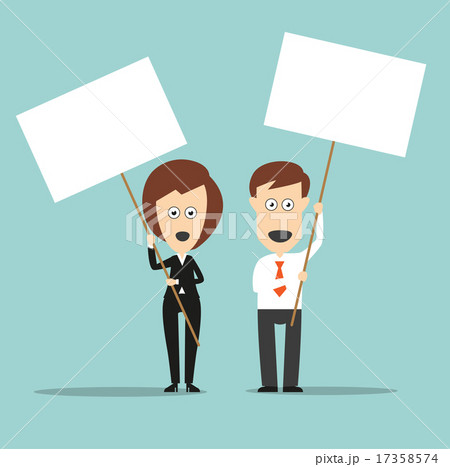 Business colleagues holding sign boards with copyspace 17358574