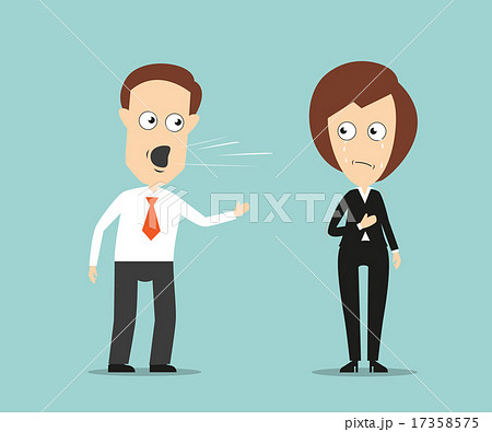 Businessman yelling at crying female colleague 17358575