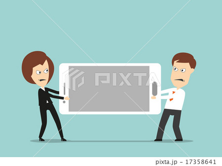 Business colleagues fighting over smartphone Business colleagues fighting over smartphone 17358641