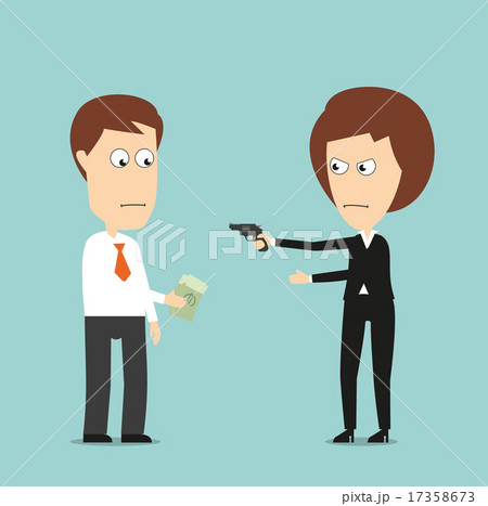 Business woman extorts money with a gun Business woman extorts money with a gun 17358673
