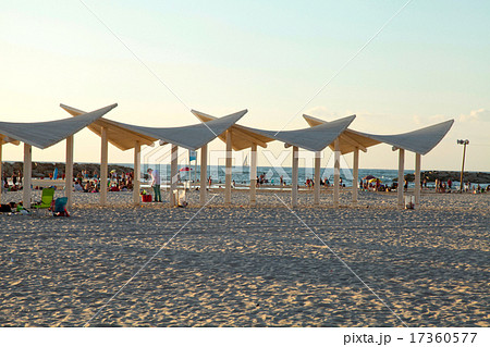 Sand beach in Herzliya Pituah,Israel. Sunset light 17360577