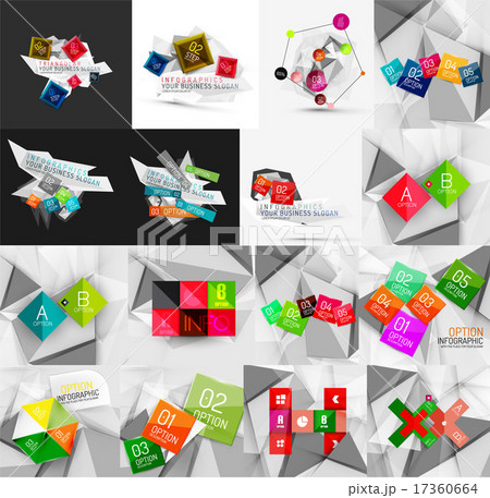 Set of light, paper design option infographic banner templates 17360664