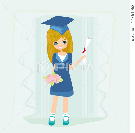 Illustration of a Kid Holding Her Diploma 17361968