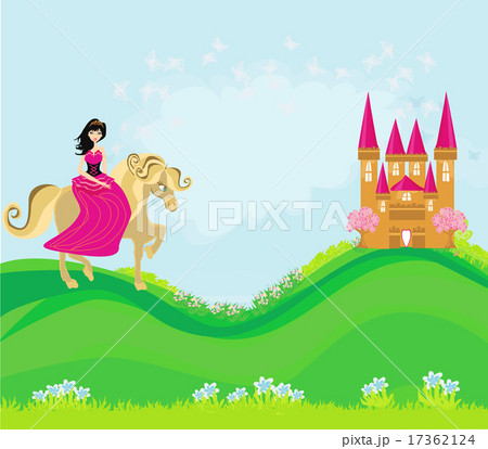 princess riding a horse into the castle 17362124