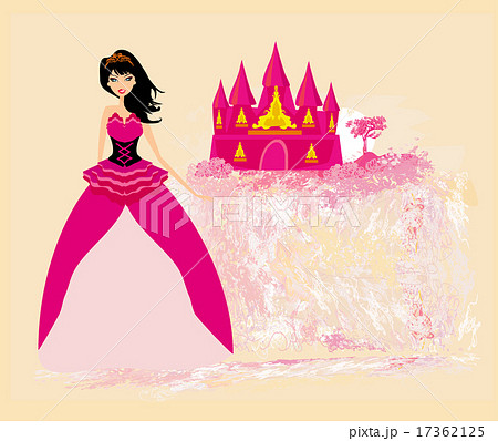 Beautiful young princess in front of her castle Beautiful young princess in front of her castle 17362125