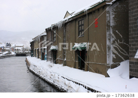 雪中の小樽運河 17362638