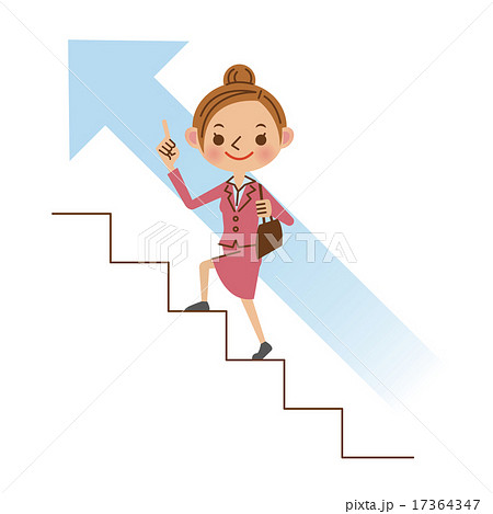 階段を登るビジネスウーマンのイラスト素材