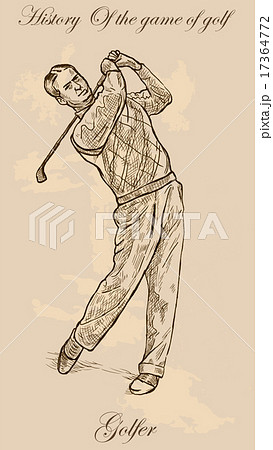 Vintage golf and golfers - freehand into vector 17364772