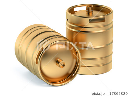 Beer golden kegs closeup 17365320