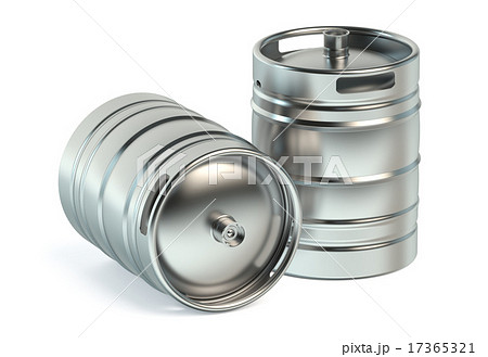 Beer metallic kegs closeup 17365321