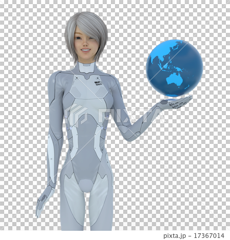 太空中的女人適合保護地球perming3DCG插圖素材 17367014