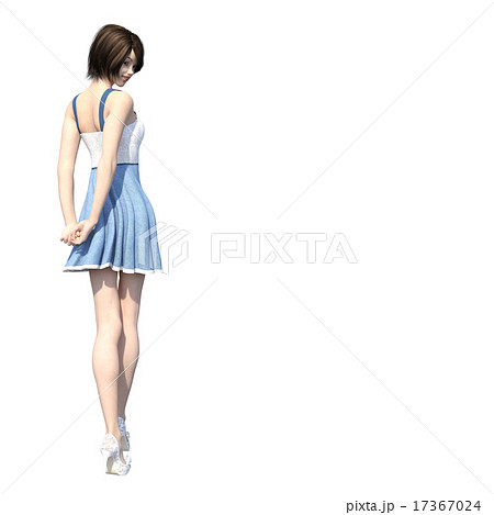 Young Woman Turning Around Perming 3dcg Stock Illustration