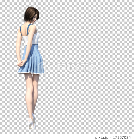 振り向く若い女性perming　3DCGイラスト素材 17367024
