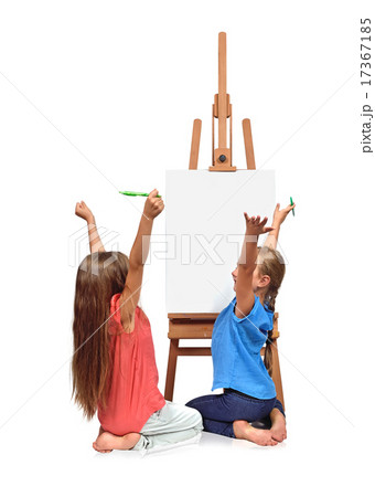 two happy girl painting 17367185