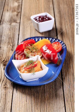 Pan fried vegetables and vegetable puree 17367563