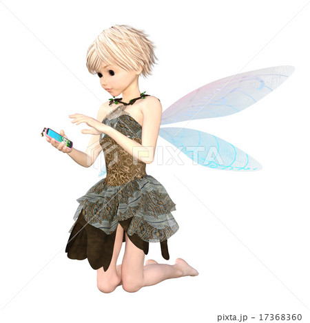 スマホを使う可愛い妖精　デフォルメ　perming3DCGイラスト素材 17368360