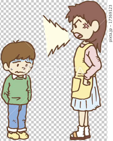 一個男孩被他母親責罵 一個男孩被他母親責罵 17369123