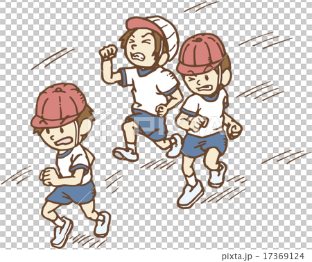 かけっこする小学生達のイラスト素材