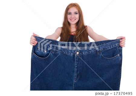 Dieting concept with oversize jeans Dieting concept with oversize jeans 17370495