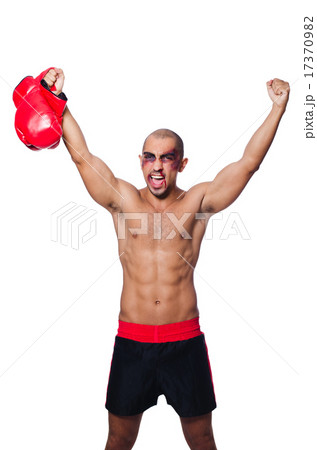 Badly beaten boxer isolated on white Badly beaten boxer isolated on white 17370982