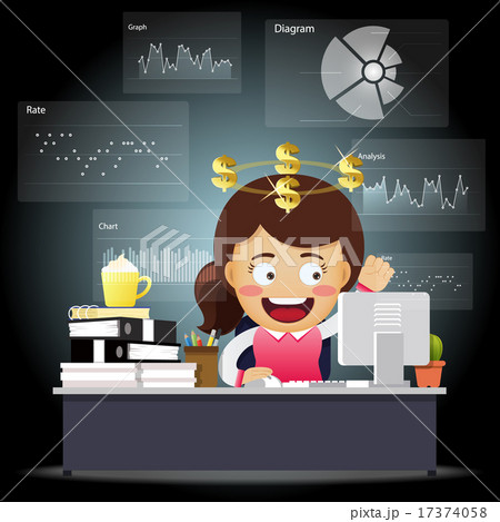 Happy business woman working with data processing 17374058