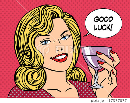Beautiful woman toast glass wine good luck 17377077