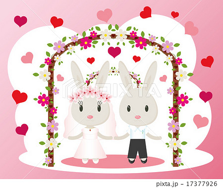 Bunnies wedding card vector 17377926