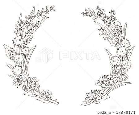 花のリース 線画のイラスト素材 17378171 Pixta