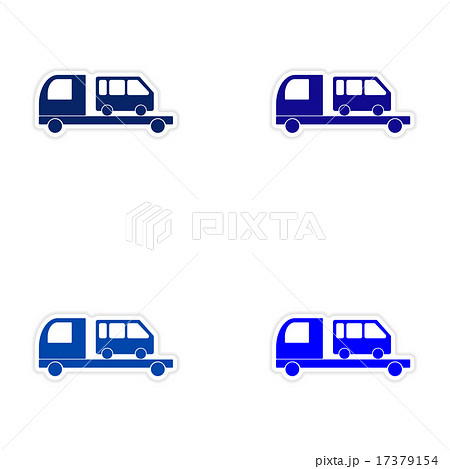 assembly realistic sticker design on paper car bus transportation  17379154