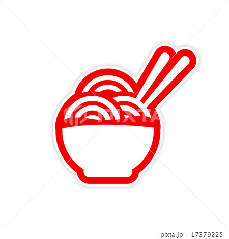 sticker Asian dish of noodles and chopsticks 17379225