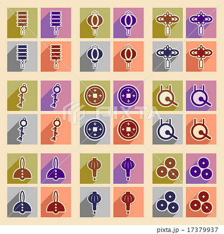 Stylish assembly icons of Japanese attributes 17379937
