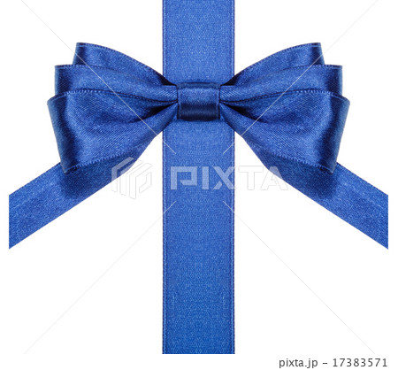 blue bow with vertical cut ends on ribbon close up blue bow with vertical cut ends on ribbon close up 17383571