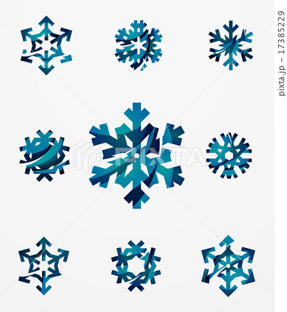 Set of abstract colorful snowflake logo icons, winter concepts, clean modern geometric design 17385229