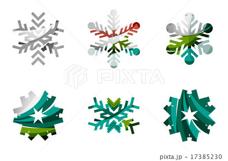 Set of abstract colorful snowflake logo icons, winter concepts, clean modern geometric design 17385230