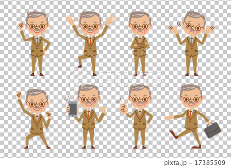 社長・年輩のビジネスマンのポーズセット（8種） 17385509