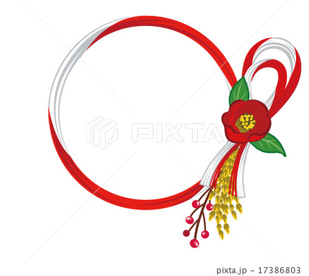 年賀状素材　水引き飾り　椿 17386803