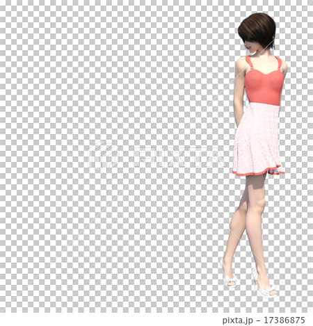 轉過來形成3DCG例證材料的少婦 17386875