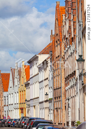 Medieval houses on streets of Bruges 17387524