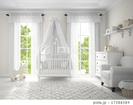 Classic children room with cradle 3D rendering 17388384