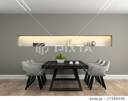 Modern interior dining room with table Modern interior dining room with table 17388446