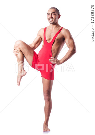 Young wrestler isolated on the white 17389279