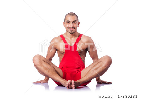 Young wrestler isolated on the white 17389281