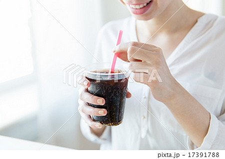 close up of happy woman drinking coca cola close up of happy woman drinking coca cola 17391788