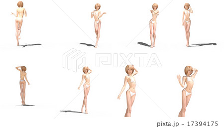 白い水着の女性　perming 3DCG イラスト素材 17394175