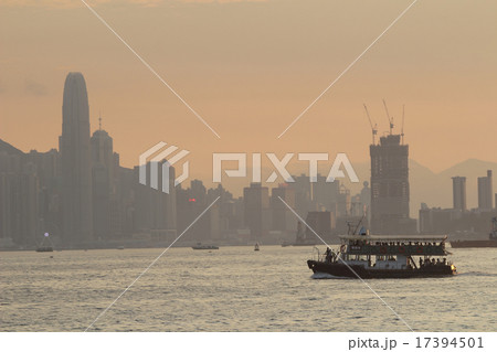 Ferry in Hong Kong with Victoria Harbour  17394501
