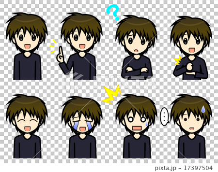 会話 表情イラスト集 私服 長袖 男性a 01のイラスト素材